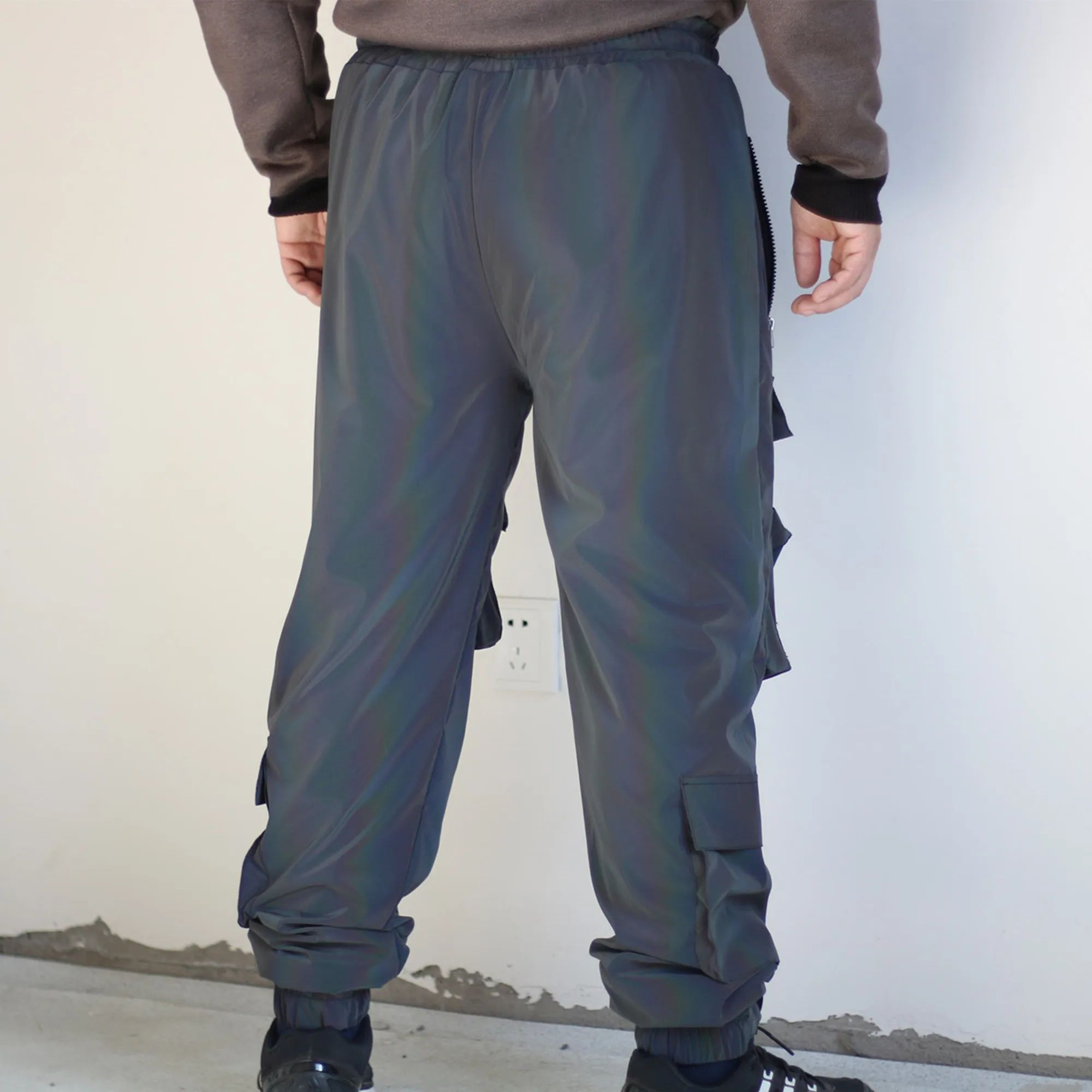 reflective rave cargo pants back