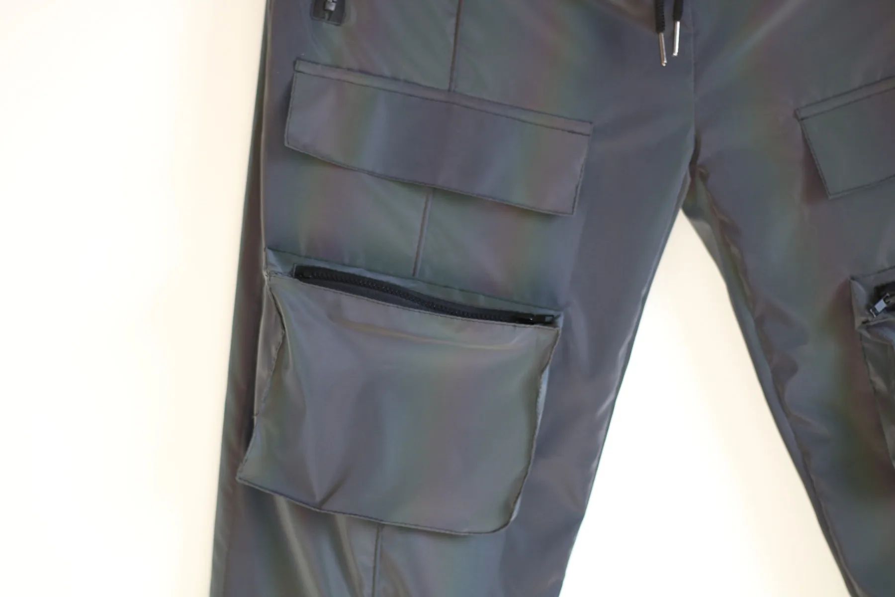 reflective rave cargo pants pocket