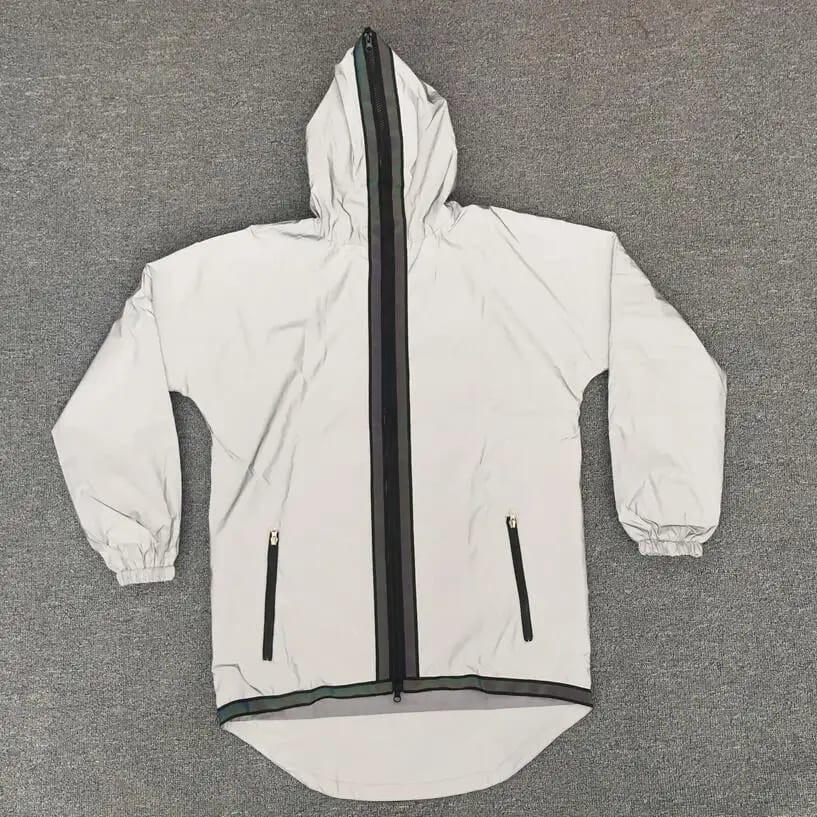 Iridescent Reflective Rave Jacket - close up of iridescent polyester fabric | Ravers Co