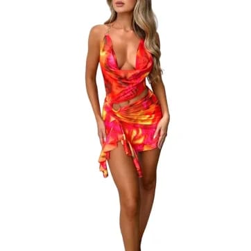 Fire Wave Backless Dress