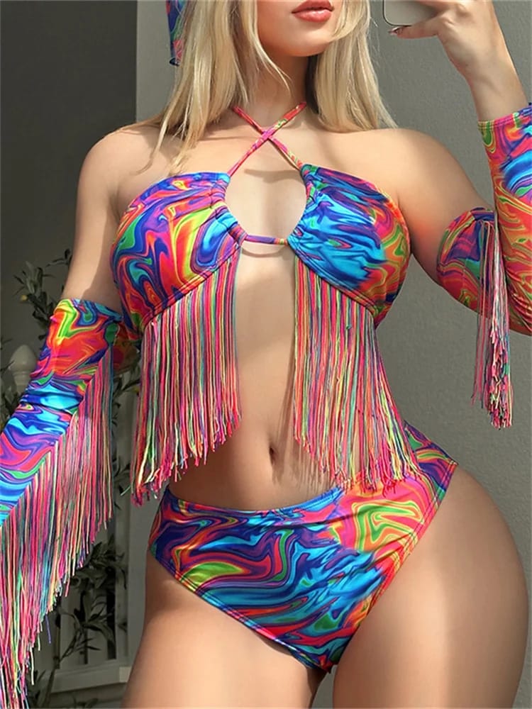 Rainbow Tassel Bikini Set 2 Rainbow Tassel Bikini Set - Image 2