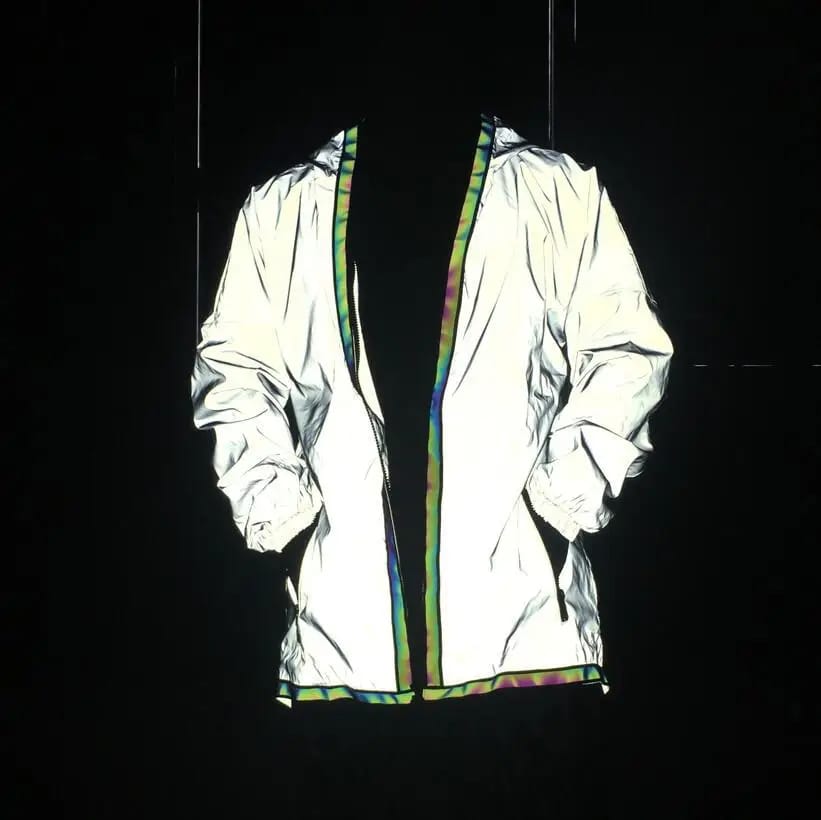 Iridescent Reflective Rave Jacket - back view showing large hood | Ravers Co