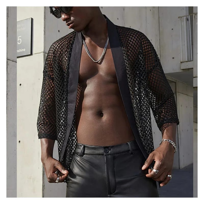 Short Mesh Kimono Shirt - Image 3