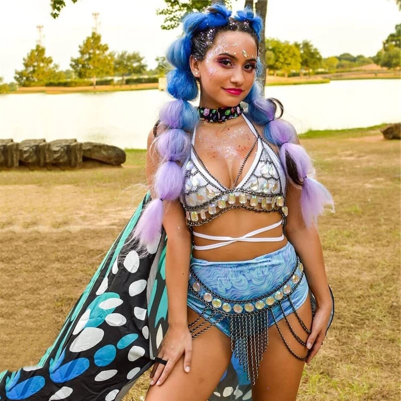 Full view of the adjustable Gem Chain Body Jewellery set | Ravers Co