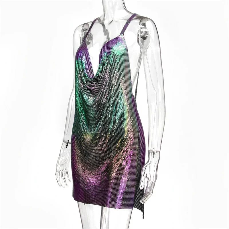 Backless Rhinestone Rave Dress - Image 4