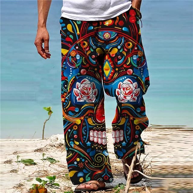 Blue Sugar Skull Festival Pants