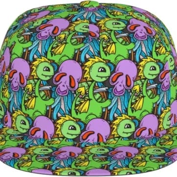 Creature Crash Baseball Cap front view with psychedelic print | Ravers Co