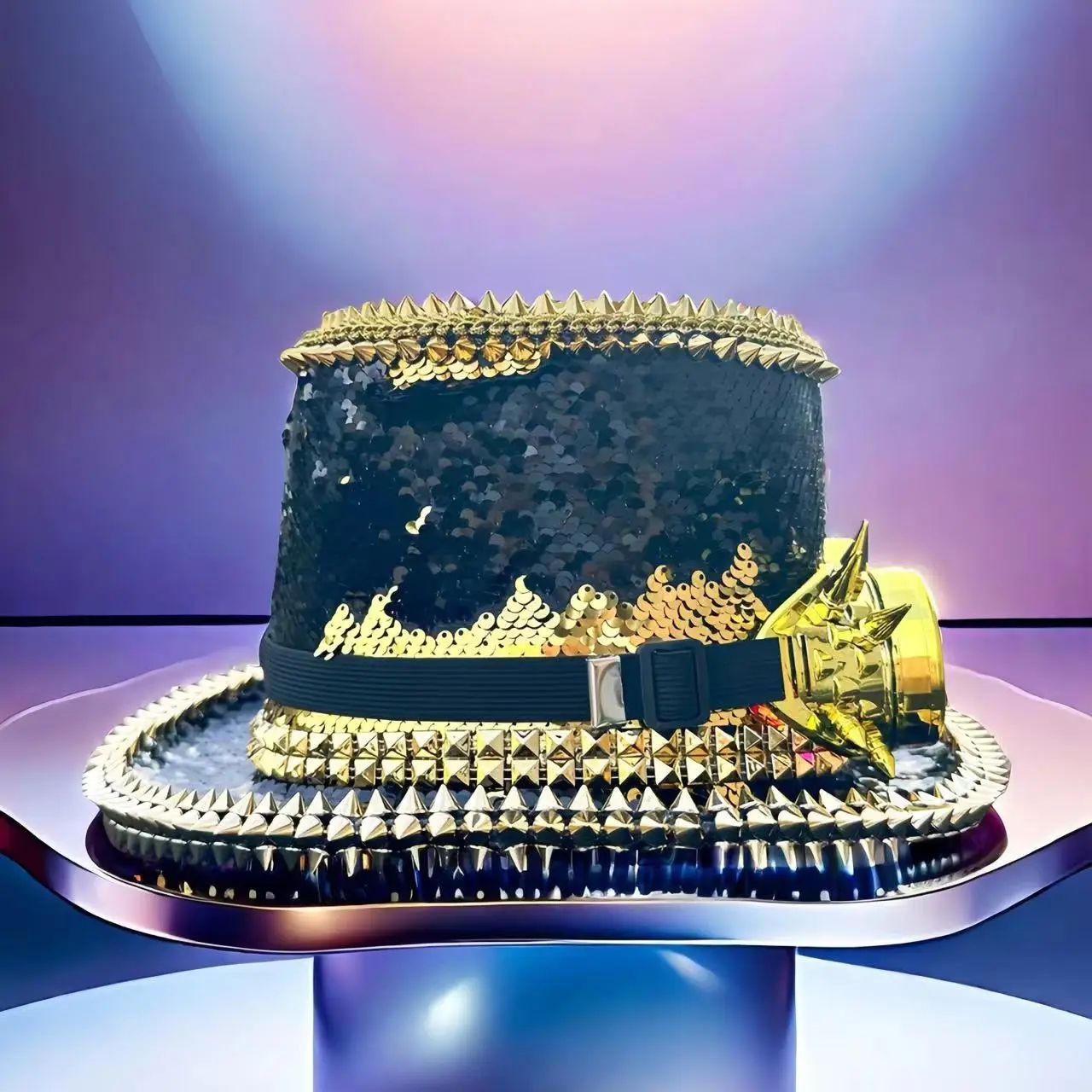 Close-up of the removable kaleidoscope goggles on the Steampunk Top Hat | Ravers Co