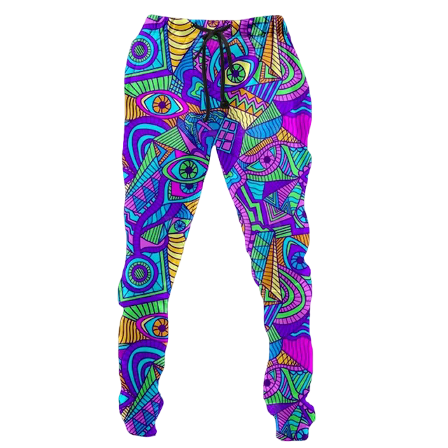 Model wearing the Watch Me Dance Trousers at a rave | Ravers Co