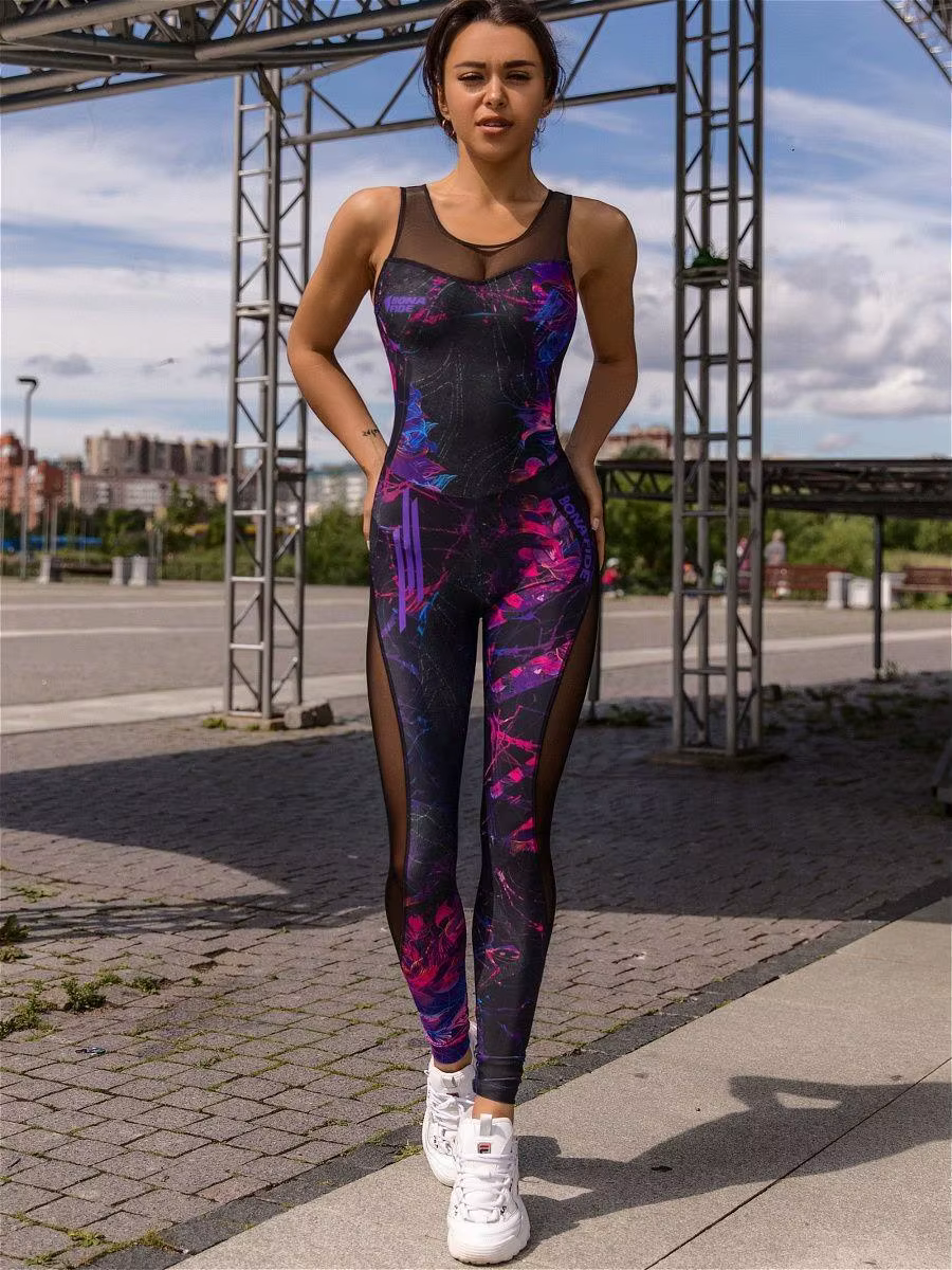 Sleeveless Mesh Raving Jumpsuit 5 Woman wearing the Sleeveless Mesh Raving Jumpsuit at a festival | Ravers Co