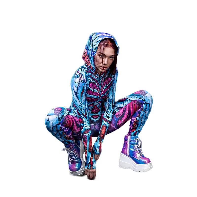 Hooded Skeleton Jumpsuit - Image 2