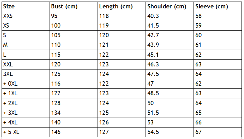 Size Chart LED Sequin Fur Cloak Pink Trim