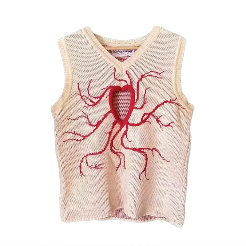 White Open Heart Rave Tank - back view showing open weave knit | Ravers Co