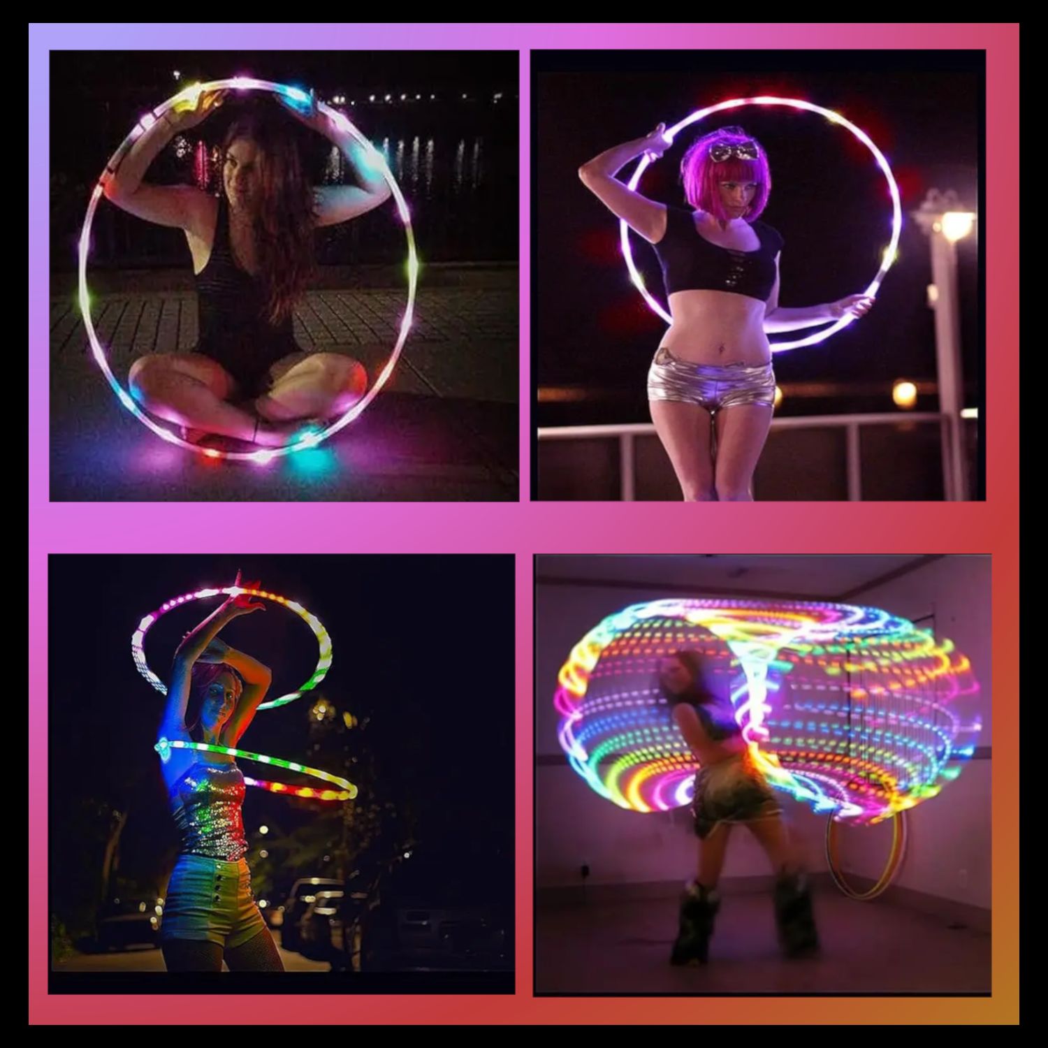 LED Glow Hoop 11 LED Glow Hoop - Montage of performers using the hoop at different events | Ravers Co