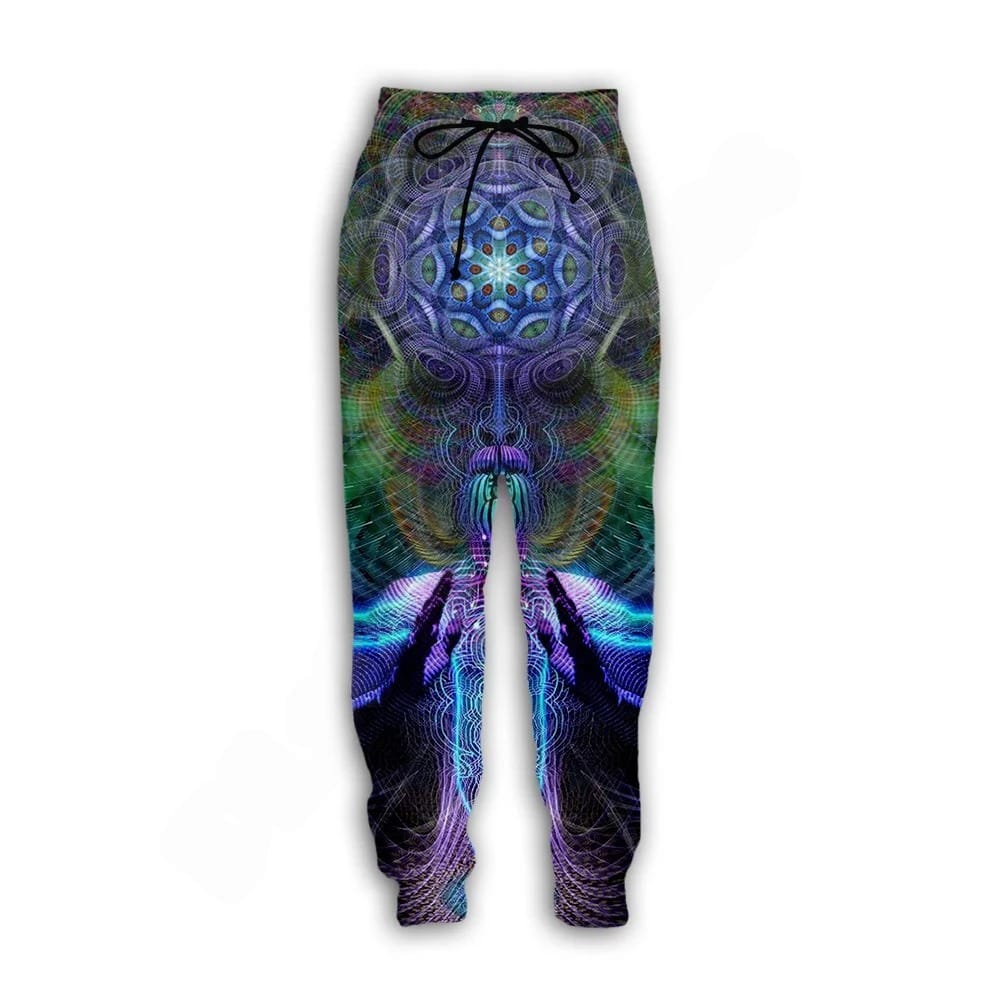 Outer Space Rave Pants - front view showing 3D alien print | Ravers Co