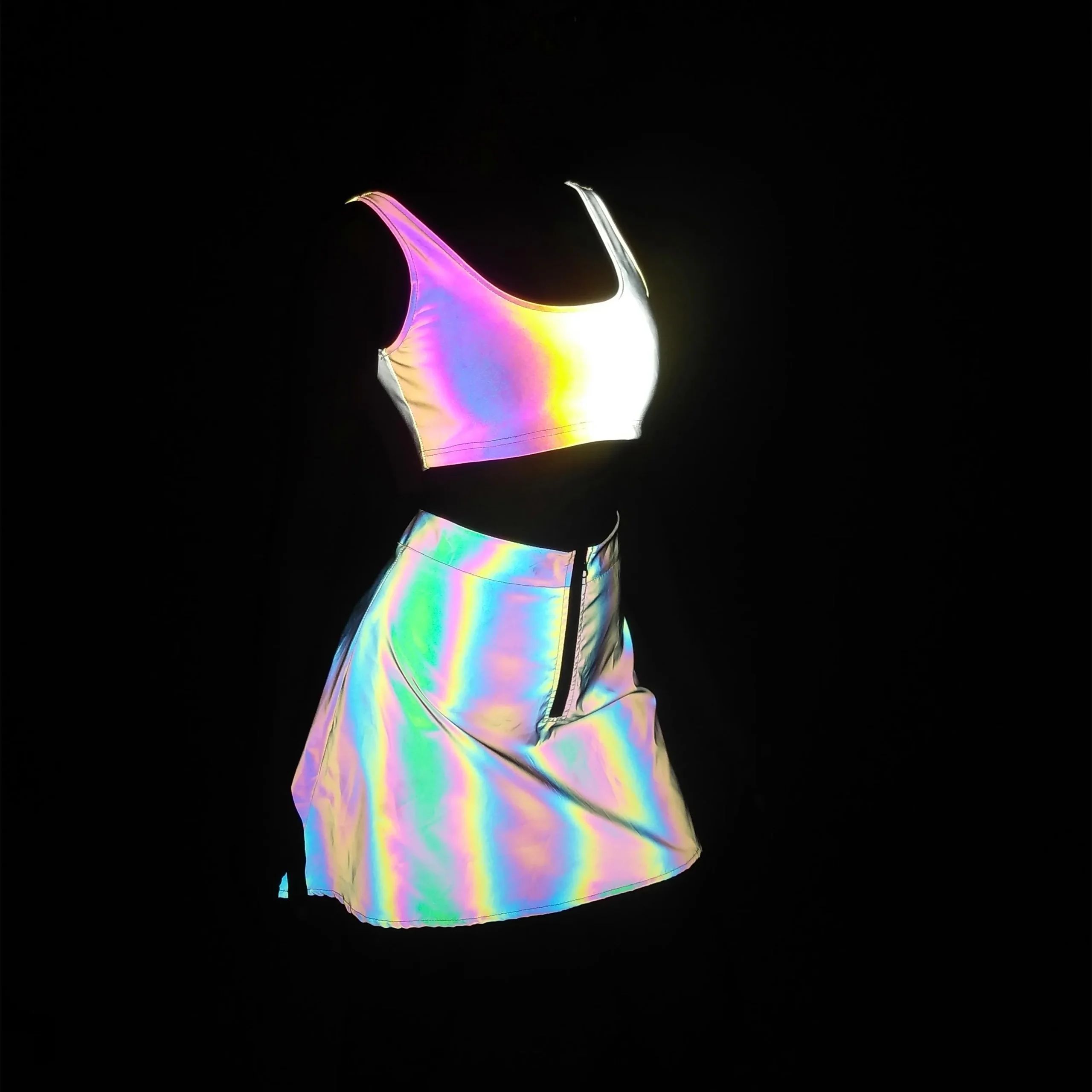 Reflective Rainbow Raving Set 7 Reflective Rainbow Raving Set glowing rainbow under strobe lights | Ravers Co