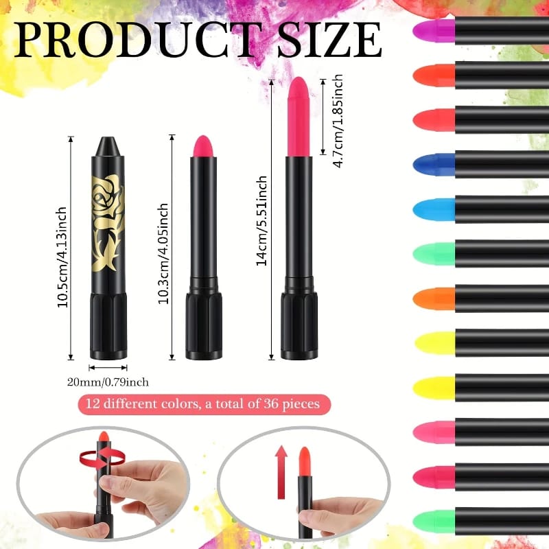 UV Neon Make-Up Pens 3 A picture showing the size of the uv neon make-up pens