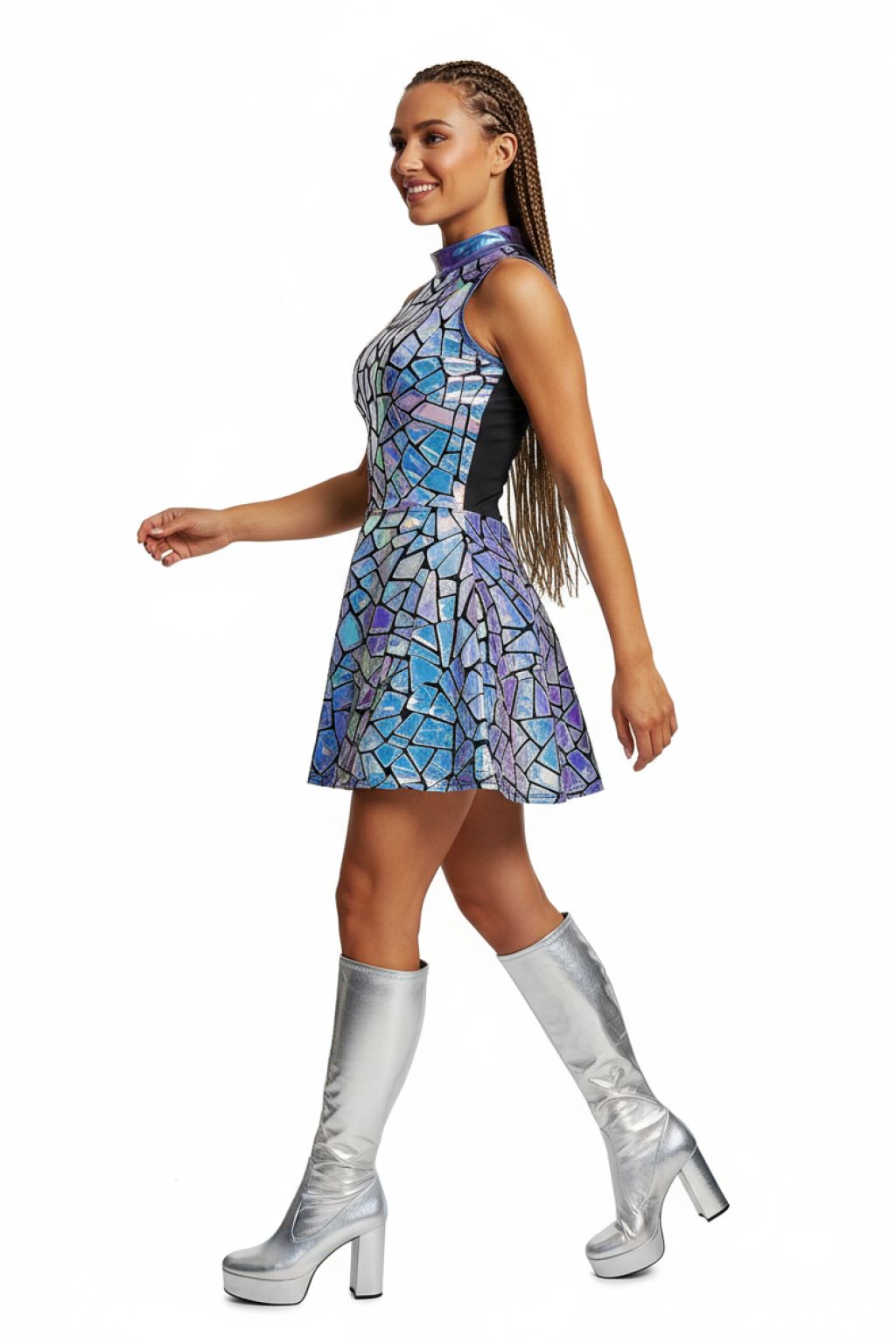 Blue Laser Mirror Dress 2 Blue Laser Mirror Dress — Normal Lighting left view