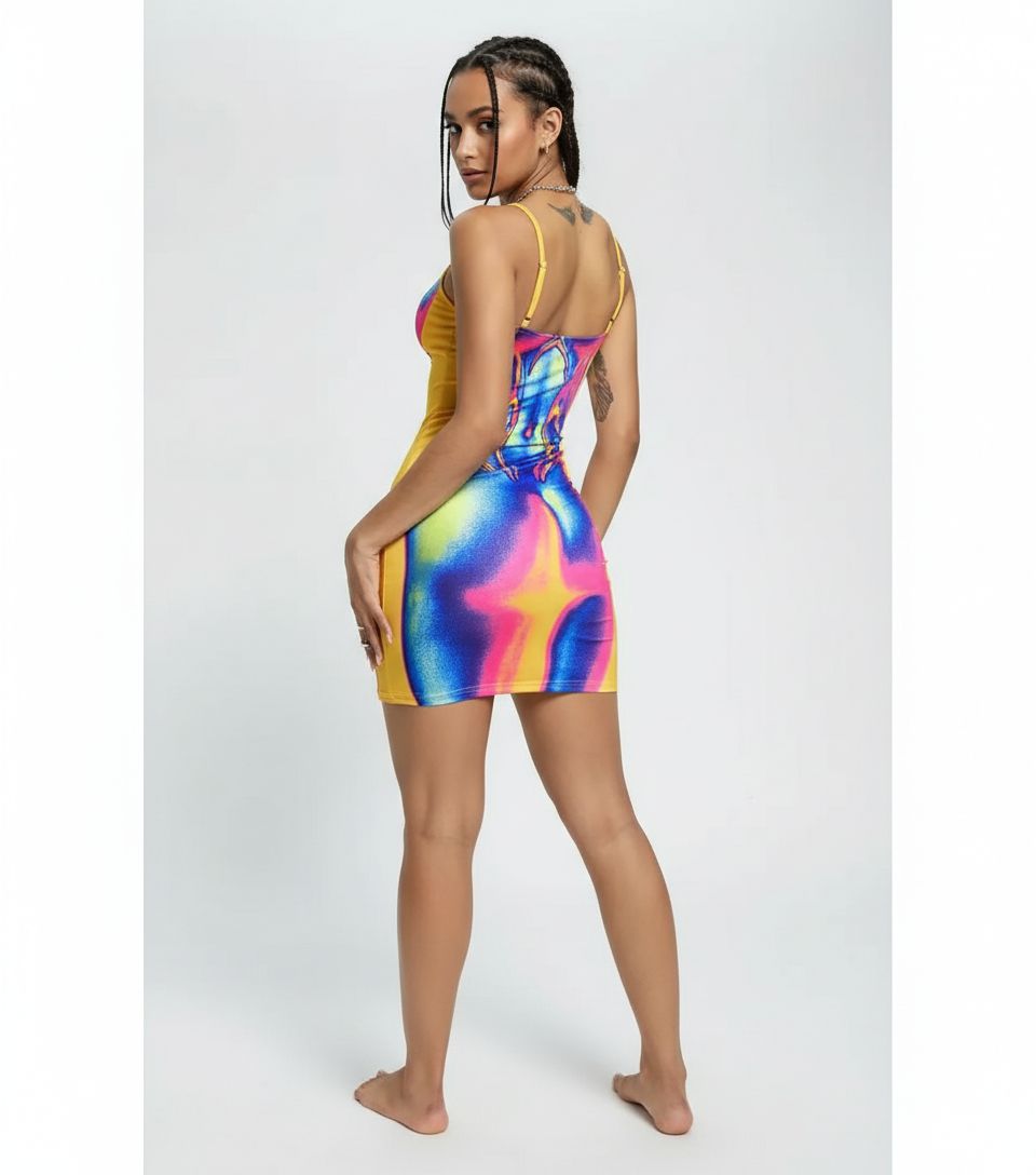 Infrared Rave Dress showing adjustable spaghetti straps - back view | Ravers Co