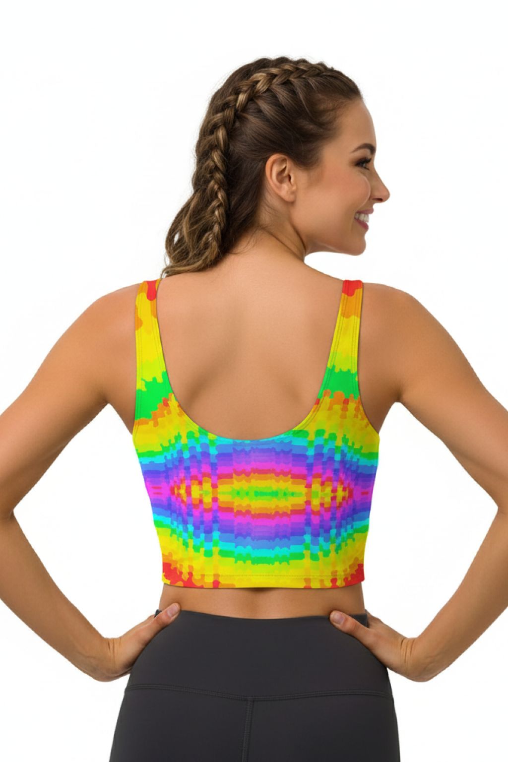 Liquid Rainbow Rave Top - scoop neck back view | Ravers Co