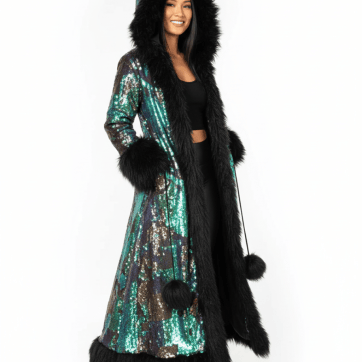 Mermaid Sequin Fur Coat — right view