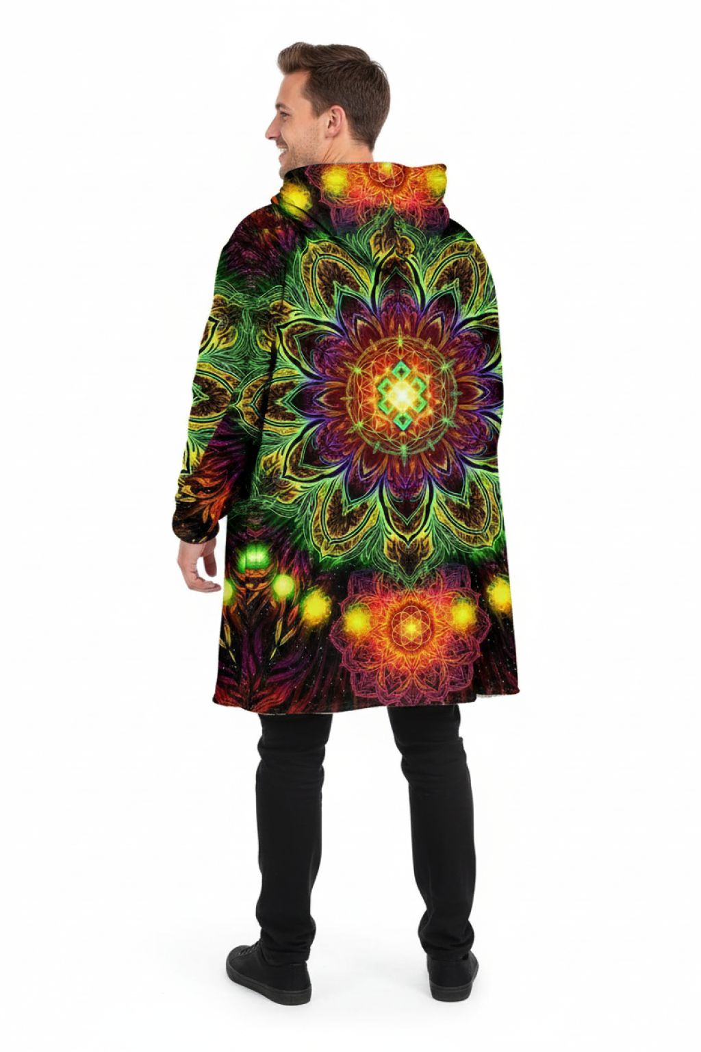 Universal Seed Dream Cloak back view showcasing the full digital print | Ravers Co