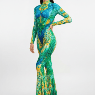 Psychedelic Peacock Flared Bodysuit