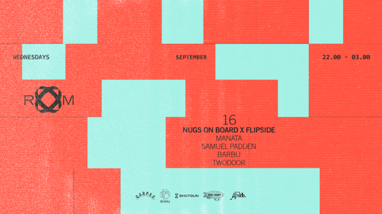Nugs On Board x Flipside with Manata, Samuel Padden, Barbu, Twodoor event poster