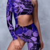 Purple Waves Cut Out Rave Jumpsuit - front view on model | Ravers Co