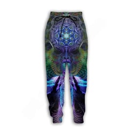 Outer Space Rave Pants - front view showing 3D alien print | Ravers Co