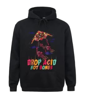 Rainbow Acid Drop Hoodie in Black - Back View | Ravers Co
