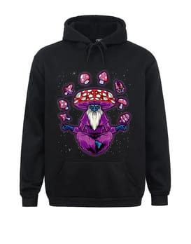 Close-up detail of the meditating wizard graphic on the rave hoodie | Ravers Co