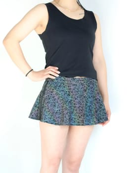 Reflective Rainbow Lattice Skirt on model, front view | Ravers Co