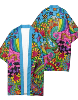 Psychedelic Rave Kimono Back and Front
