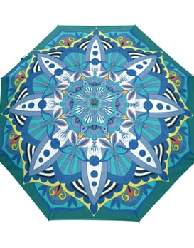 Blue and turquoise flower mandala umbrella
