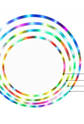 LED Glow Hoop - All four sizes (60cm, 70cm, 80cm, 90cm) shown together | Ravers Co