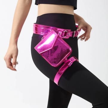 Leg Harness Rave Bag in Black - Front View | Ravers Co