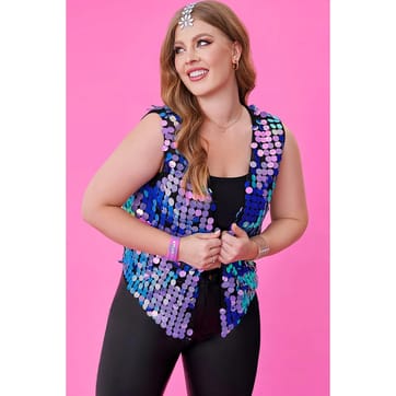 Purple Sequin Sleeveless Vest