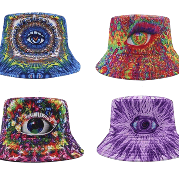 Third Eye Bucket Hat - All four colour options (Rainbow, Purple, Pink, Blue) | Ravers Co