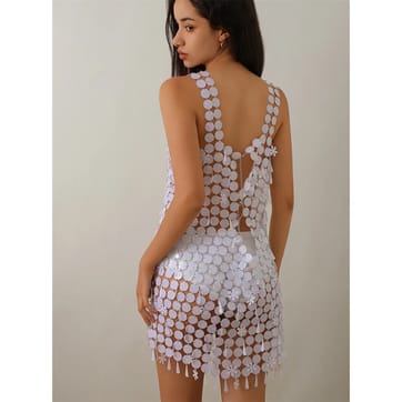 Sequin Body Chain Dress in Gold - front view | Ravers Co