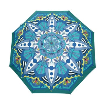 Blue and turquoise flower mandala umbrella
