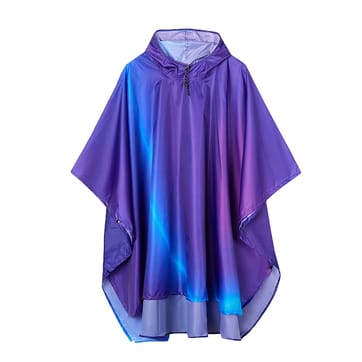Purple Rain Poncho worn by a raver at a festival - front view | Ravers Co