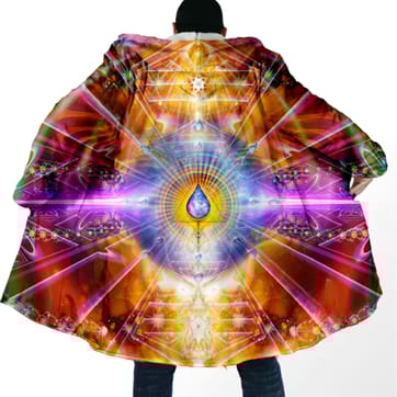 Vibrant colourful dew drop rave cloak