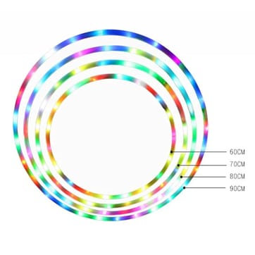 LED Glow Hoop - All four sizes (60cm, 70cm, 80cm, 90cm) shown together | Ravers Co