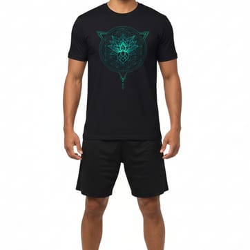 Lotus of Life T-Shirt - Black front view on model | Ravers Co