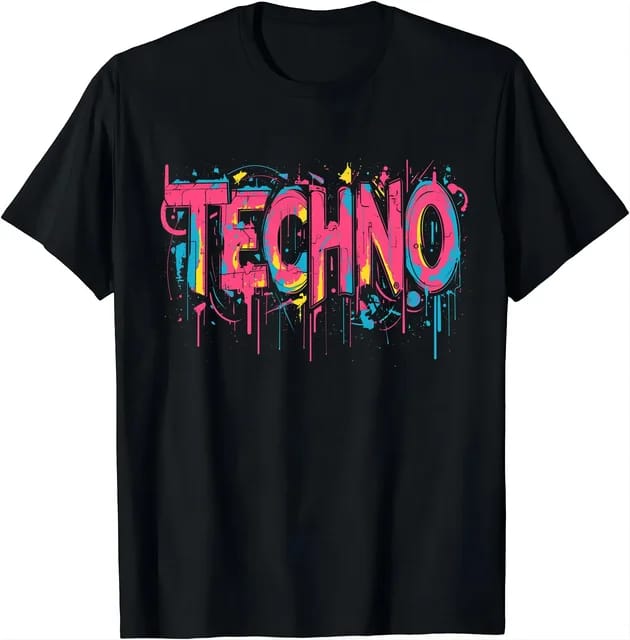 Techno glitchy black t-shirt