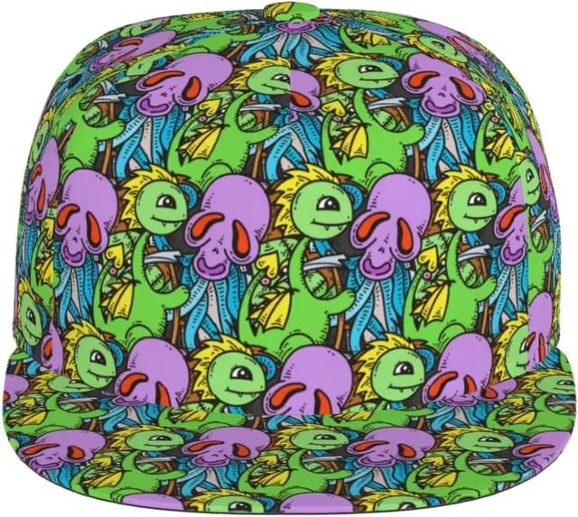 Creature Crash Baseball Cap front view with psychedelic print | Ravers Co