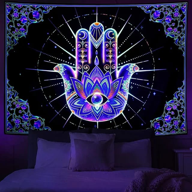 UV Hamsa Hand Black Light Tapestry