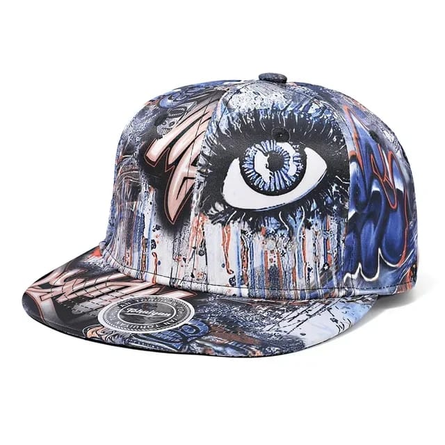 Graffiti Art Baseball Cap in dark blue - front view with vibrant print | Ravers Co