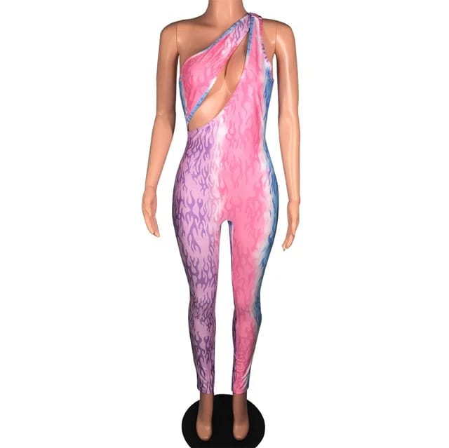 Breathable polyester fabric detail of the Colourful Festival Jumpsuit | Ravers Co